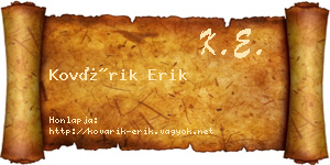 Kovárik Erik névjegykártya